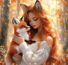 Ginger Lady with Fox % to Charity 5D Diamond Art Painting Full Drill Kit 40x40cm