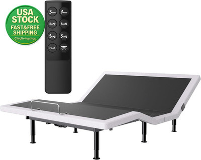 Electric Queen Adjustable Bed Frame Wireless Remote Head Foot Incline USB Light