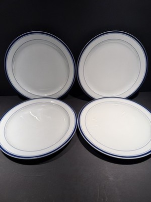 ホワイトグレー ストライプ プレートセット Crate & Barrel SET of