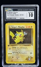 Lt. Surge’s Pikachu #81 1st Edition Gym Heroes 2000 Pokemon CGC 10 ⚡️ on eBay
