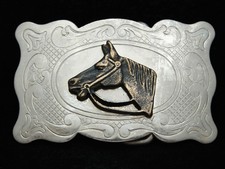 OJ05125 VINTAGE 1970s  HORSE W/ BRIDLE  WESTERN  COWBOY BELT BUCKLE