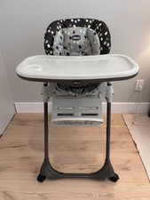 Chicco Polly Foldable Adjustable Gray Baby High Chair with Tray Safety Harness