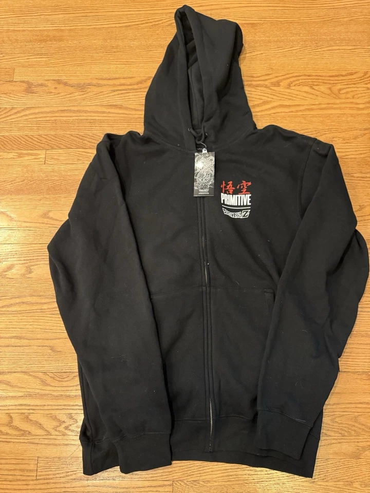 НОВАЯ толстовка с капюшоном Primitive x Dragon Ball Z Goku Energy черная на молнии, размер средний новая с ценниками - Изображение 2 из 3
