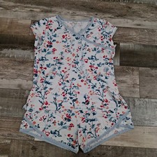 Garnet Hill Organic Cotton Pajama Set Women  s Medium Floral Short Sleeve