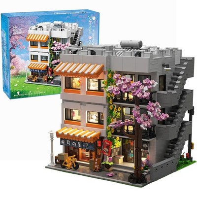 Japanese Apartment Building Street View Building Blocks Set - 3-Story Japan C...