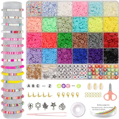 Ybxjges Clay Beads Bracelet Making Kit, 3800Pcs Polymer Flat Beads for Jewelry M
