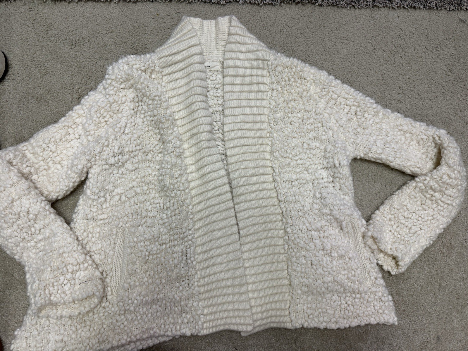 Cardigan Sweater Womens Small Cream Sleeping On Snow Wool Blend-image