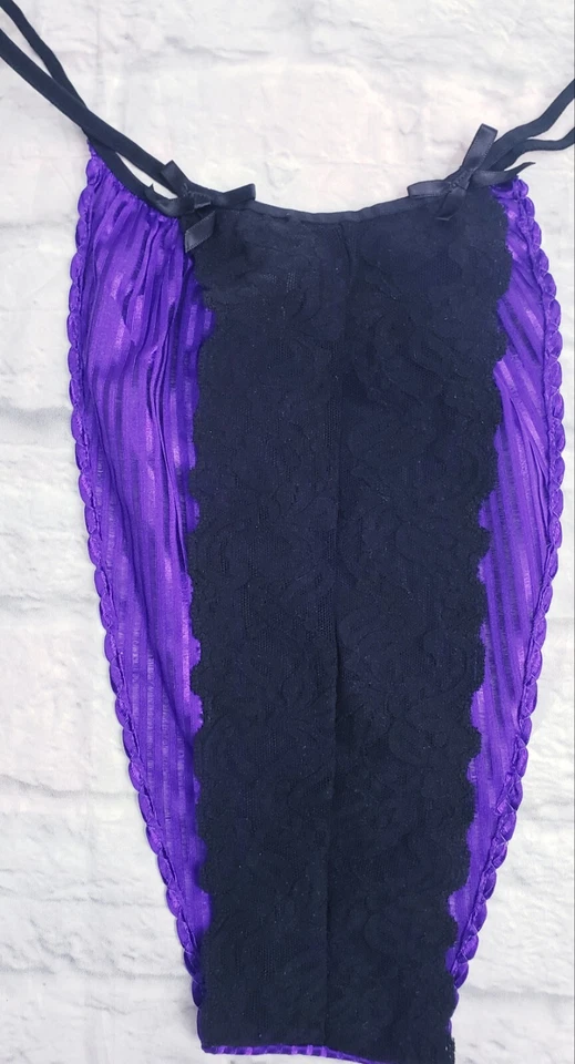 De Colección Nancy King Mujeres Tanga Panty Bikini Lencería Encaje EE. UU. Púrpura Negro M Foto 4 de 4