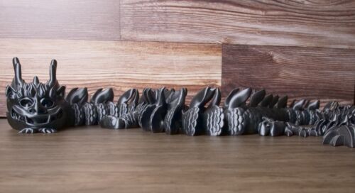 3D Printed Articulated 25" Electric Gray Dragon Fidget Toy, Home/ Desk Decor - Picture 3 of 4