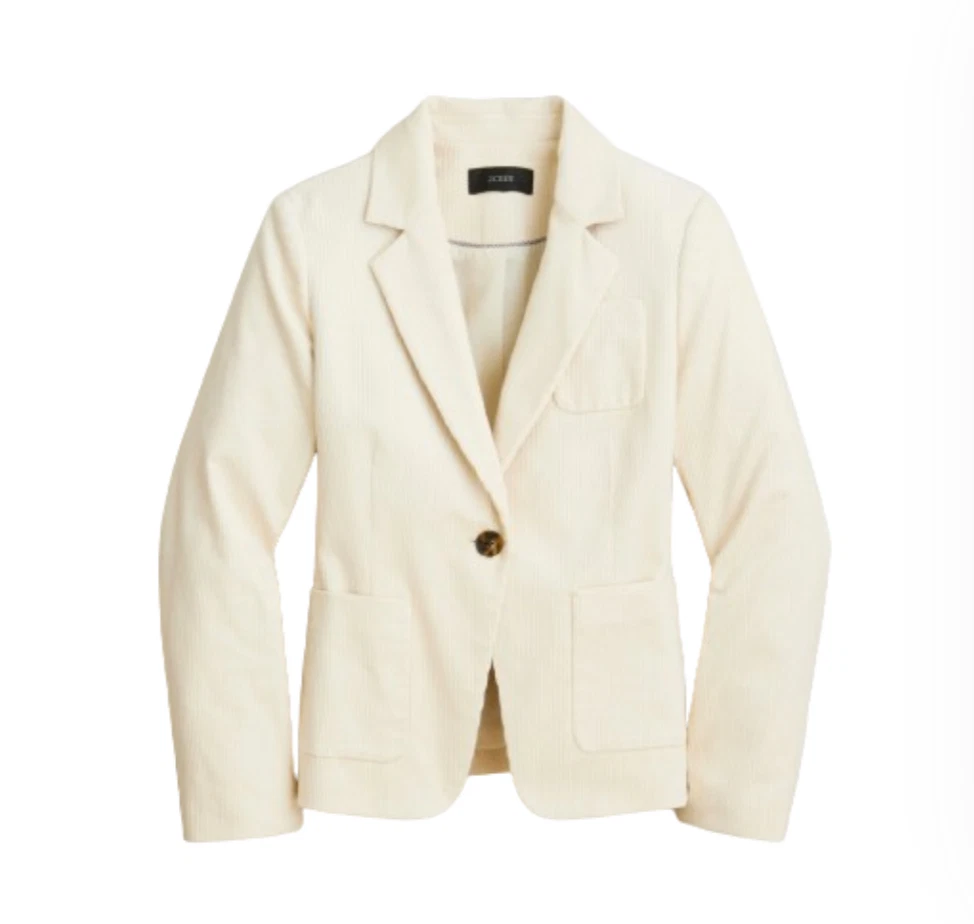 NWT JCrew Archie Corduroy Blazer Jacket Womens 4 Cream Ivory Patch Pocket BJ988