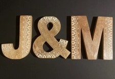 10 Inch Wood Wooden Decorated Wall Hanging Letters  J, , M  Choose any or all