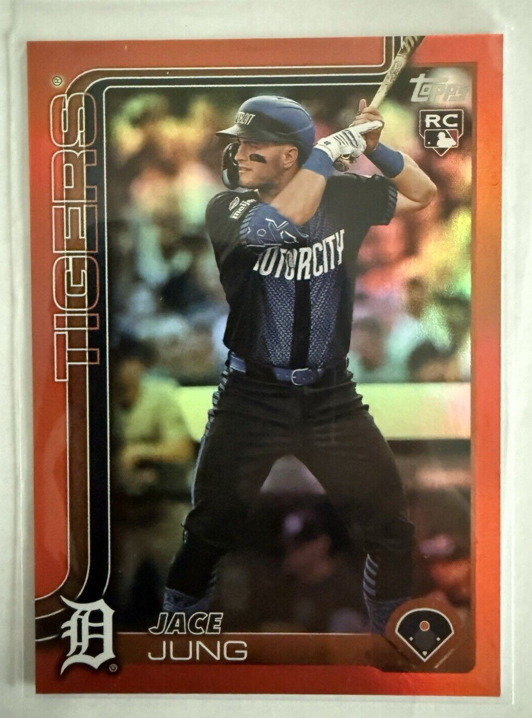 Jace Jung 2025 Topps Series 1 Orange Foil 14/25 Rookie RC 80