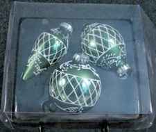 Box of 3 Green and White ornaments - Kurt Adler