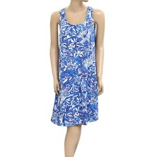 Lilly Pulitzer Floral Printed Tank Mini Dress Cotton Sleeveless Blue S 279596