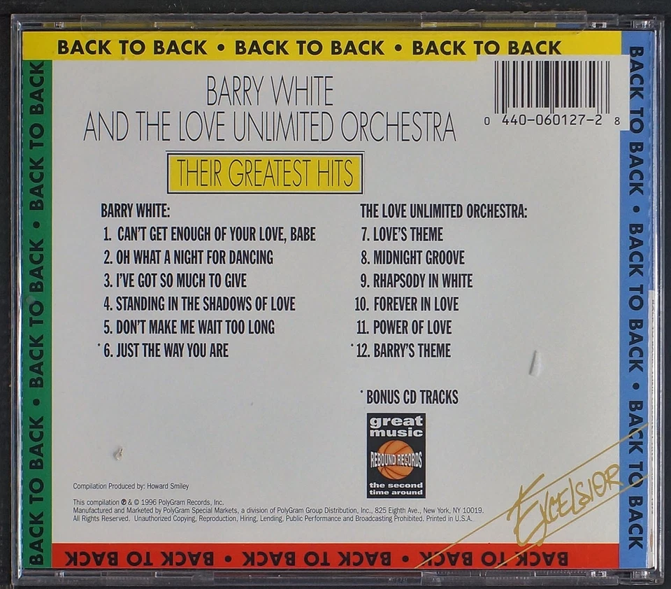 Barry White & The Love Unlimited Orchestra - Their Greatest Hits - CD [20129] US Foto 2 de 4
