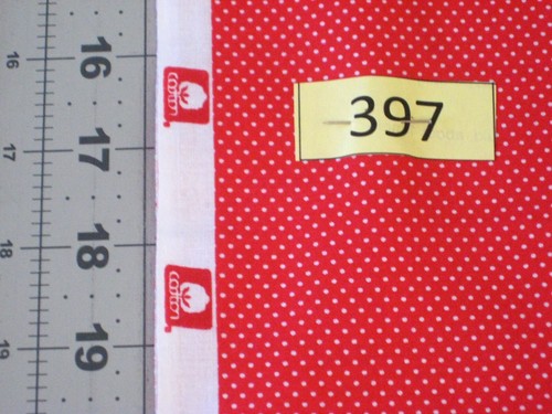 white dots on red background  (#397) cotton quilt fabric 1 yard  - Picture 1 of 6
