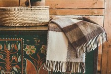 Blanket Throw Bed Sofa Fleece Cozy Plaid Soft Warm 100 Wool 130x210cm Brown Top