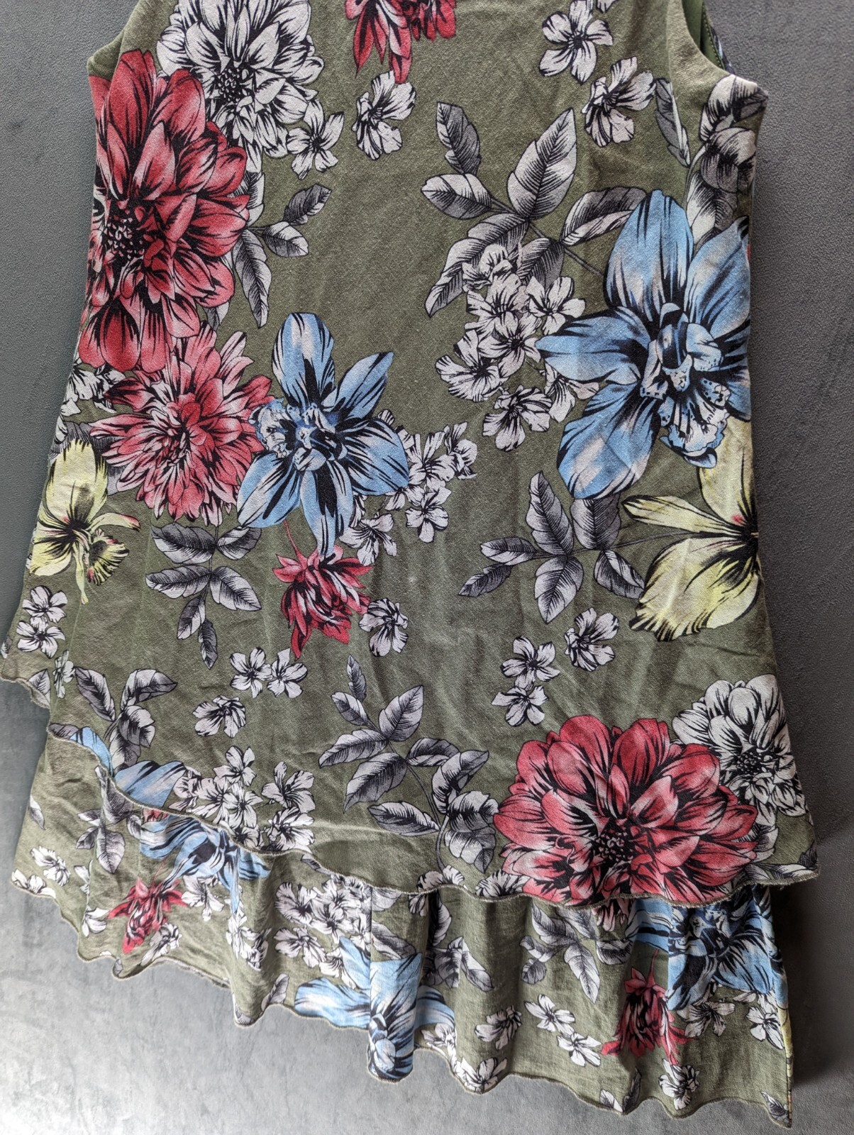Joe Browns Tunic Style Dress Size 8 Floral Green Linen Mix Lined Women’s image 2