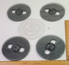 5 VTG Plastic 1/4" Empty Recording Tape Reel to Reel Cartridge Lot Scotch Media