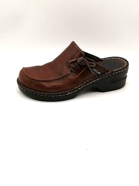 Eastland Clogs Womens Brown 7 Slip On Mule Shoes Leather Stretch Comfort 3831-image