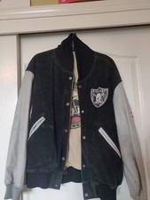 VINTAGE Oakland Raiders Mirage Leather Jacket NFL sz L Made in Korea