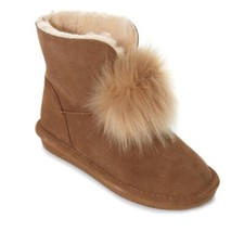 Bearpaw Women's Boots LIBBY LIV POM Suede Boots Hickory Size 8 NEW