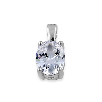 Ovaler weißer Saphir filigran Anhänger Halskette in massivem Sterlingsilber - 1,25 ct