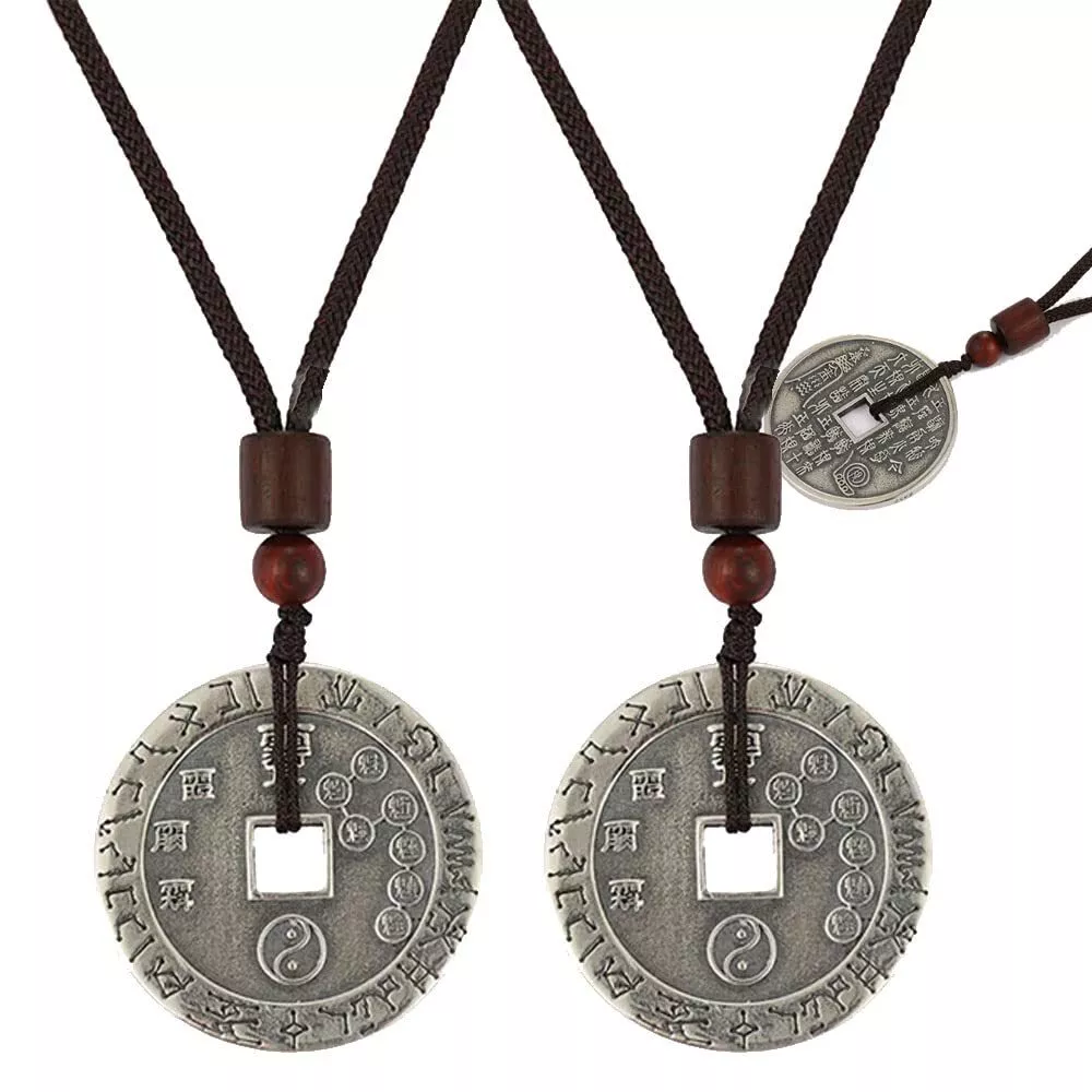 Mens silver on sale coin necklace