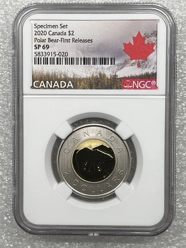 2020 Canada $2 Toonie Specimen Set Polar Bear First Release NGC SP 69 Frosted