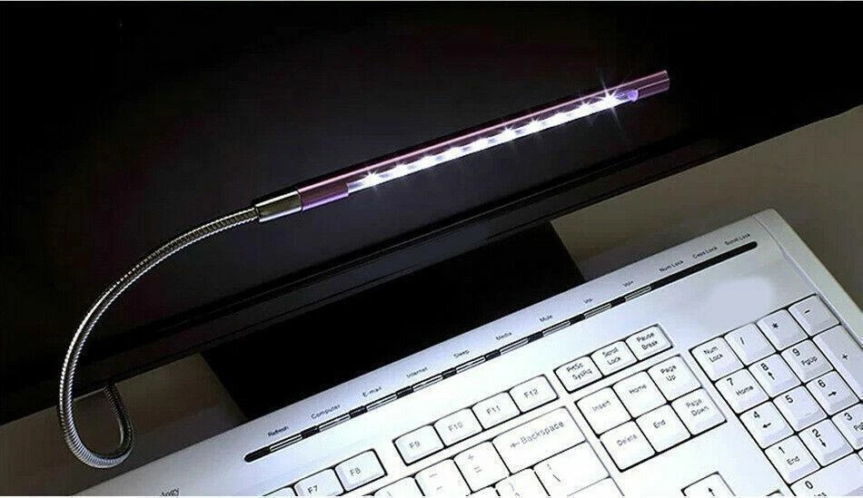 LED USB Night Light Keyboard Flexible Lamp PC 10 LED For Reading Notebook Laptop - Image 2 of 4