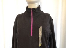 Tek Gear Woman s Half Zip Pullover Fleece Top Color Black Pink Zip Size Large