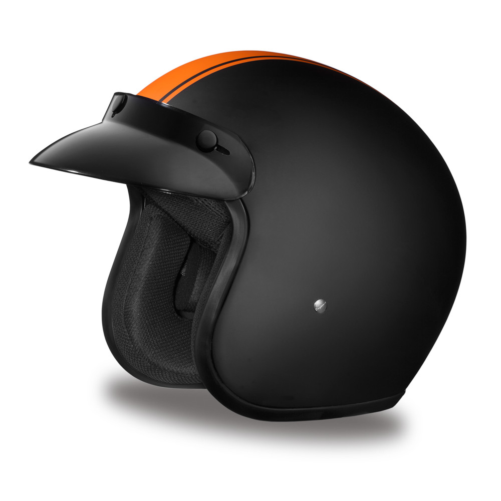 Daytona CRUISER- W/ ORANGE PIN STRIPE DOT Motorcycle Helmet All sizes