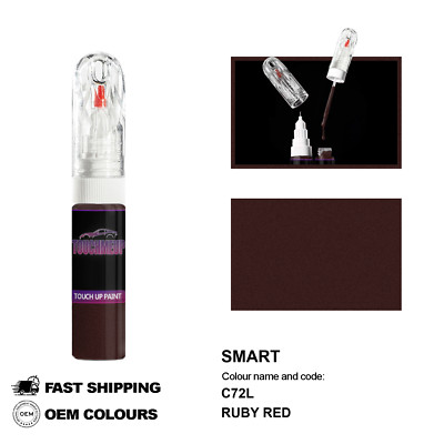 FÜR SMART RUBY RED C72L Touch Up Lackstift Pinsel Fix Kit Kratzer Chip Set Ma...