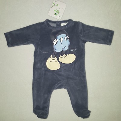 Disney Baby Pajamas Jumpsuit Onesie Blue Velvet Mickey Birth Or 1 Months New Ebay