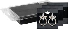 Plain 2 X 2 in Black Hanging Earring Cards Holder for Ear Studs, Velvet Plastic