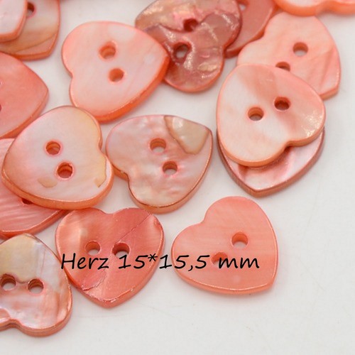 7 Perlmuttknöpfe Blume Herz Stern Muschel Naturknopf MOP Shell Button rot rosa - Bild 12 von 13