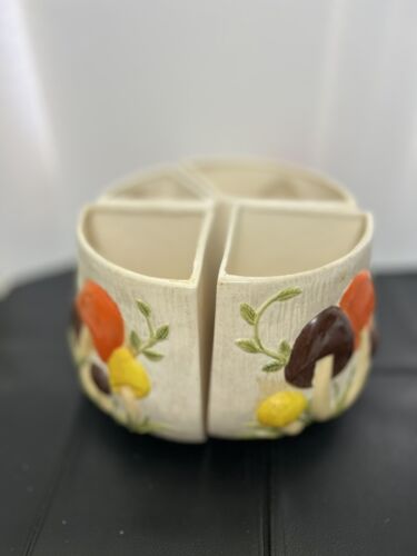 Vintage MUSHROOM 4 section Divided Canister Set MCM ceramic repurpose Planters - Picture 2 of 18