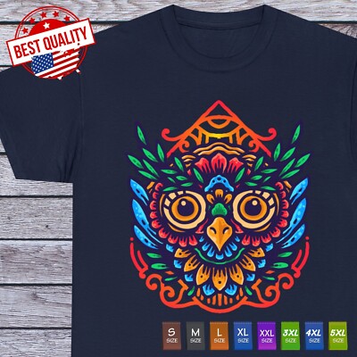Mystical Owl Old School T Shirt Colorful Owl Tee Clothing Tattoo Style