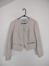 Marc New York Andrew Marc Cream Faux Leather Jacket Size Large Neutral Moto