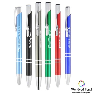 100 Personalised Laser Engraved Metal Promotional Pens Top