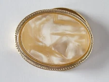 Vintage Faux Mother of Pearl Gold Tone Scarf Clip West Germany Pre-owned