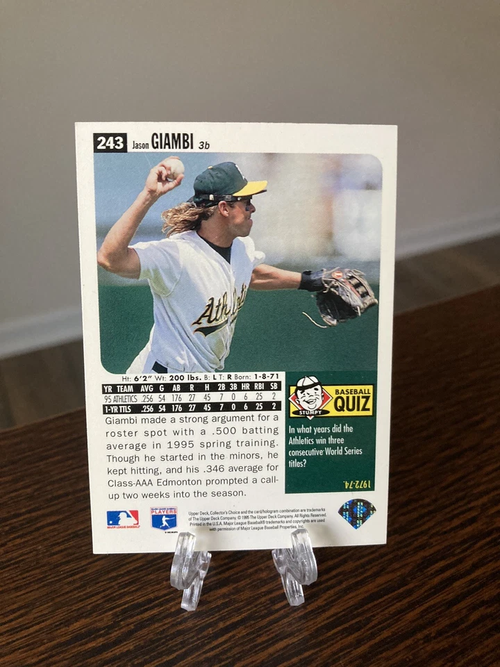 1996 Collector's Choice Silver Signature #243 Jason Giambi - Image 2 of 2