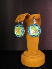 MARIANA JEWELRY EARRINGS FLOWER SWAROVSKI CRYSTALS Green Aqua RP Gift Christmas
