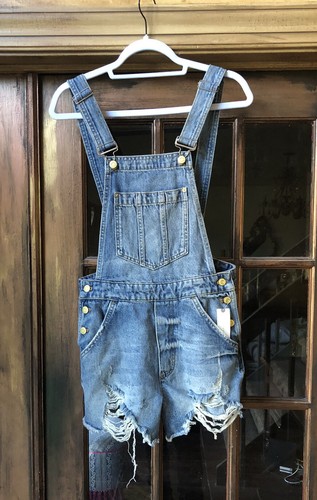Anthropologie Pilcro Denim Cutoff Shortalls Distressing Adjustable Straps 32 NWT - Picture 6 of 7