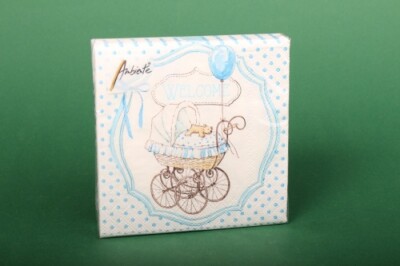 Servietten ''Welcome blue'' 25x25 cm Ambiente Geburtstag Birthday Baby Tischdeko