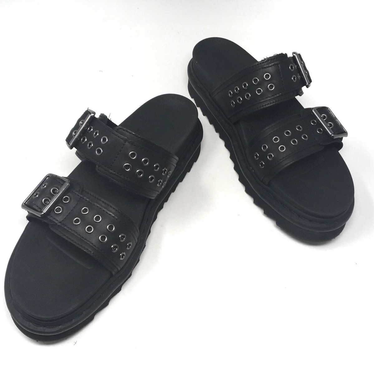 Dr. Martens Myles HDW Leather Sandals Slides Black Mens Sz 12 NEW