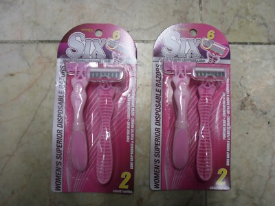 New ! 2 Twin-Packs SIX 6 BLADES WOMEN'S LADIES SUPREME QUALITY RAZORS