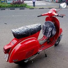 Set Seat Cover Saddle Vespa Vintage And Spare Tire Snow Leopard Motif Lg330a