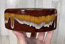 Vtg MCM Brown Ceramic Drip Glaze Ashtray 5”