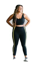 Zyia 🌙 Black Neon Tape Luxe Hi-Rise 7/8 24” Size 6/8  NWT